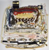 A collection of jewellery and watches including cameos, silver bracelet, Victorian watch key, silver