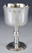 Elizabeth II feature hallmarked silver goblet or chalice, London 1969, maker's mark J G & Co Ltd,