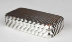 Georgian hallmarked silver snuff box with reeded decoration and gilt interior, London 1799, maker'