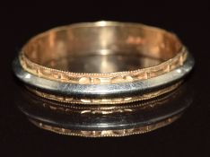 Art Deco 14k gold bi-coloured wedding band / ring, 3.2g, size Q