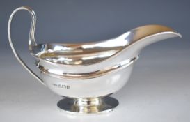 Art Deco hallmarked silver gravy or sauce boat, Sheffield 1933, maker Marples & Co, length 16cm,