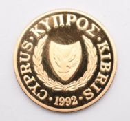 1992 Central Bank of Cyprus limited edition 151/5000 22ct gold proof £20 coin, in case with