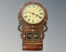A Victorian rosewood drop dial wall clock.