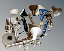 A box of ten 20th century angle poised lamps (no bases,