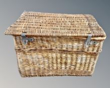 A vintage wicker oversized laundry hamper (width 102cm)