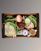 A box containing assorted ceramics including Masons, Maling, Beswick, Phoenix ware etc.