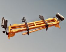 A folding sawhorse stand.