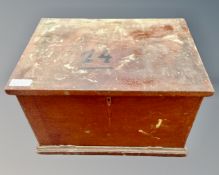 A painted pine blanket box (width 55cm)