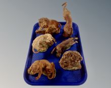 A tray containing six Franklin Mint figures, Great Cats of the World.