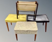 Two 20th century dressing table stools together with a further mid-20th century sewing box/stool