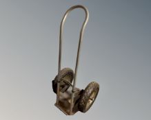 A heavy duty gas bottle trolley.