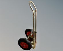 A heavy duty gas bottle trolley.