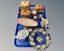 Two trays containing Maling lustre china,