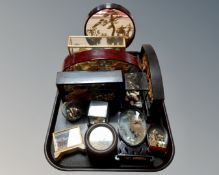 A collection of twelve Oriental cork dioramas in display frames.