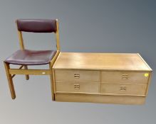 A Scandinavian two-over-one three drawer low chest in an oak finish (width 90cm),