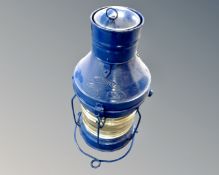 A vintage Anchor ship's lamp by Smith & Barnes Ltd of Newcastle (painted),