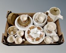 A box containing a quantity of Royal Worcester Palissy pottery table ware.