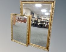 Two gilt framed bevel edged mirrors.
