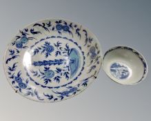 A Chinese blue and white porcelain bowl (diameter 15cm),