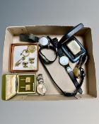 A vintage Colibri lighter, together with gold plated diamond cut cufflinks,