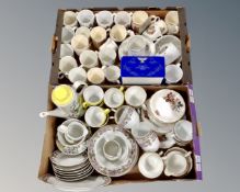 Two boxes containing commemorative china, Czechoslovakian part tea set,
