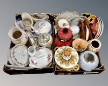 Two boxes containing 20th century porcelain including dinnerware, lidded tureens,