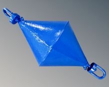 A vintage cast iron mooring buoy,