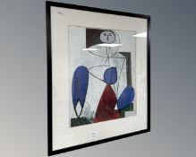 A continental abstract colour print, 32cm by 40cm.