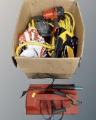 A Hilka Pro-Craft 1400 jump starting kit together with a box containing further tools including
