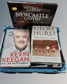 A box of football related books including Newcastle United: A Century of the Club,