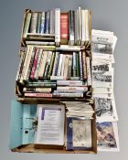 Three boxes containing 20th century volumes including military interest, Durham light infantry,