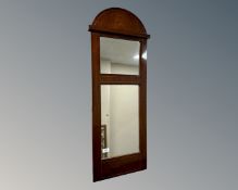 A continental inlaid mahogany mirror, 36cm by 98cm.