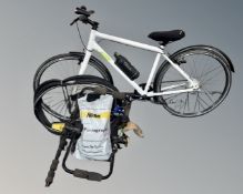 A Gtech e-bike together with a bike rack, two spare tyres,