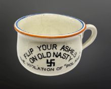 A novelty Fieldings miniature pot 'Flip Your Ashes on Old Nasty, The Violation of Poland',