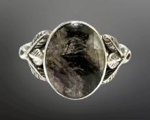 A silver and Blue John ring, size N.
