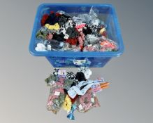 A box containing a large quantity of hair scrunchies.