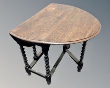 A 19th century oak barleytwist gateleg table.