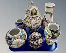 A group of six Oriental porcelain vases.
