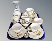 A tray of twenty piece Gladstone Yellow Rose pattern tea service,