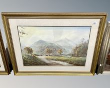 After Rex Preston : Sheep by a hillside, colour print, 73cm by 50cm.