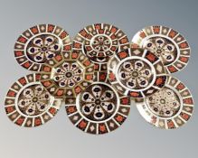 Nine various Royal Crown Derby Imari plates, pattern number 1128.
