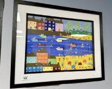 Gordon Barker (1960 - ) : Water Skiing Race, acrylic on paper, 39cm by 29cm.