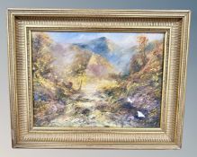 Frank Burke (British Contemporary) : Autumn leaves on a hillside, oil on canvas, 39cm by 30cm.