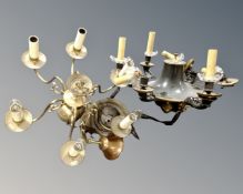 Two gilt chandeliers.