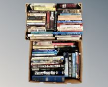 Two boxes of books relating to military history, D-Day,