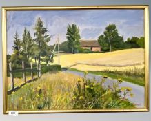 Continental School : Farm building on a hillside, oil on canvas, 58cm by 41cm.