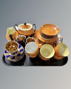 A tray of twenty one piece Czech lustre tea set together with a further blue and gilt continental