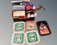 A small quantity of LP's, walking sticks, angle poise lamp,