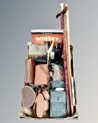 A box containing three walking sticks,