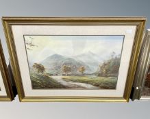 After Rex Preston : Sheep by a hillside, colour print, 73cm by 50cm.